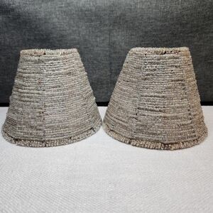 Glass Beaded Lamp Candle Lamp Shade Metal Frame set of 2 5" tall